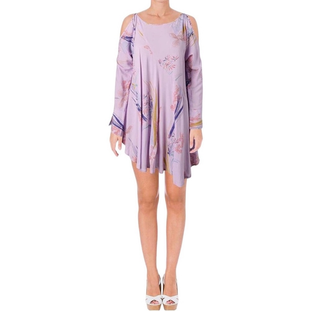 Free People Clear‎ Skies Floral Cold Shoulder Tunic Mini Dress Asymm size small